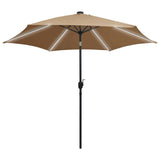 Vidaxl -parasol med LED -belysning og aluminiumstang 300 cm taupe