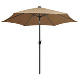 Vidaxl -parasol med LED -belysning og aluminiumstang 300 cm taupe