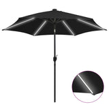 Vidaxl parasol s LED osvětlením a hliníkovým pólem 300 cm černá