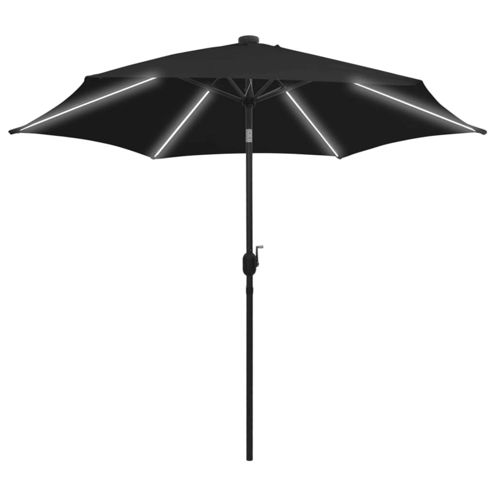 Vidaxl parasol s LED osvětlením a hliníkovým pólem 300 cm černá