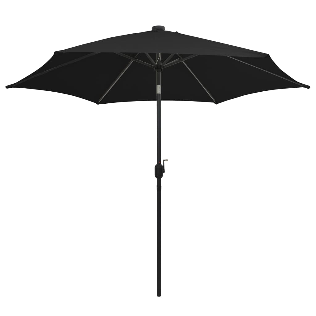 Vidaxl parasol s LED osvětlením a hliníkovým pólem 300 cm černá
