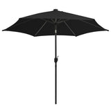 Vidaxl parasol s LED osvětlením a hliníkovým pólem 300 cm černá