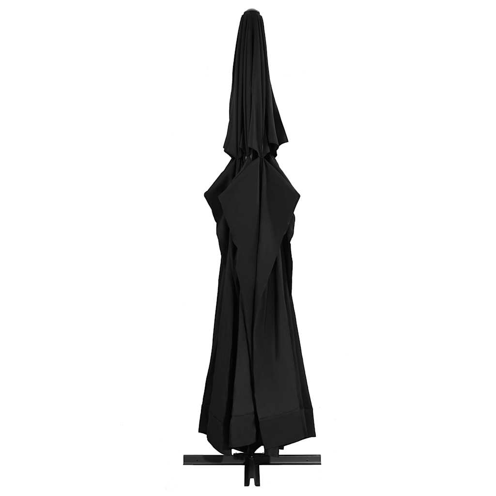 Parasol vidaxl avec poteau en aluminium 600 cm noir