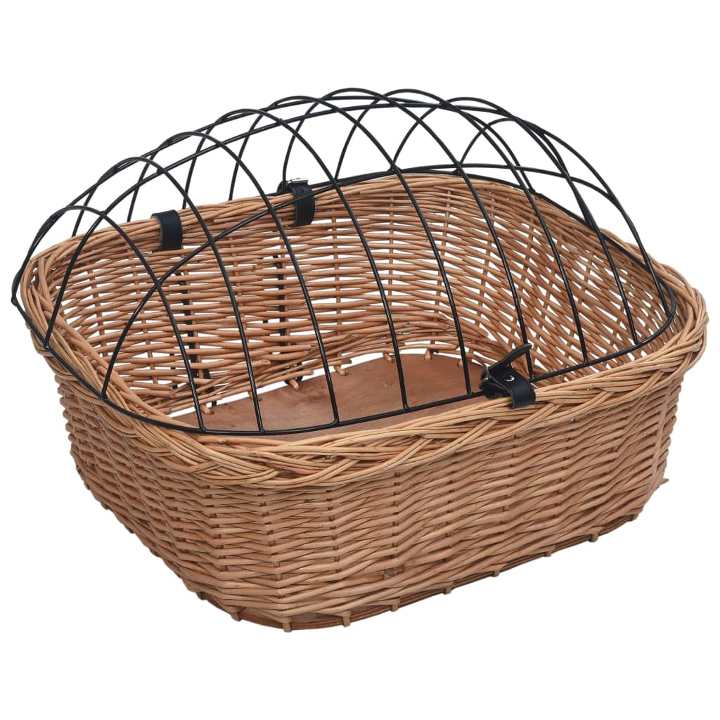 VidaXL bicycle handlebar basket with lid 50x45x35 cm natural willows