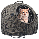 Vidaxl Cat carrier 60x45x45 cm Natural willow wood Gray