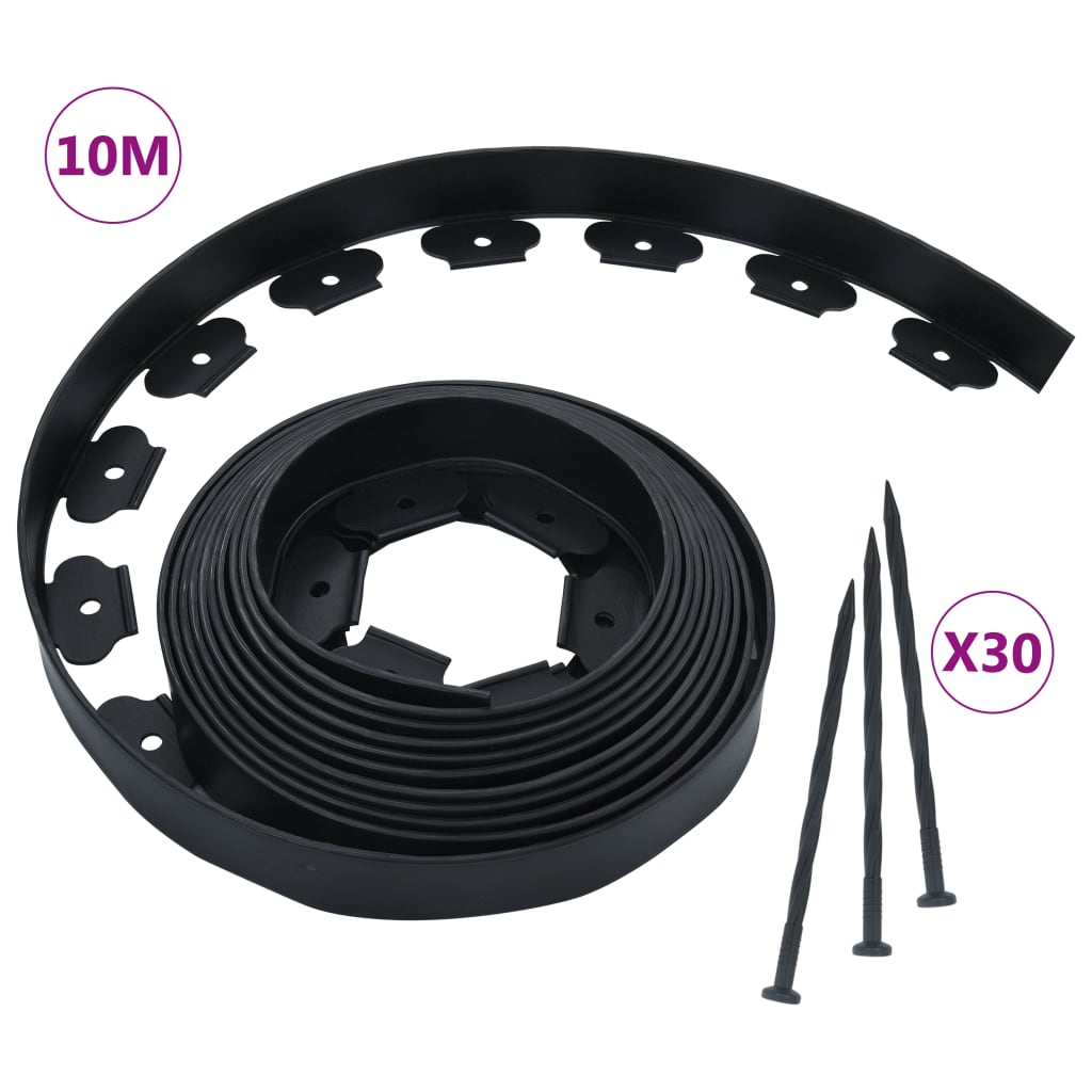 Vidaxl Gazonrand elastyczny z 30 pinami 10 m 5 cm
