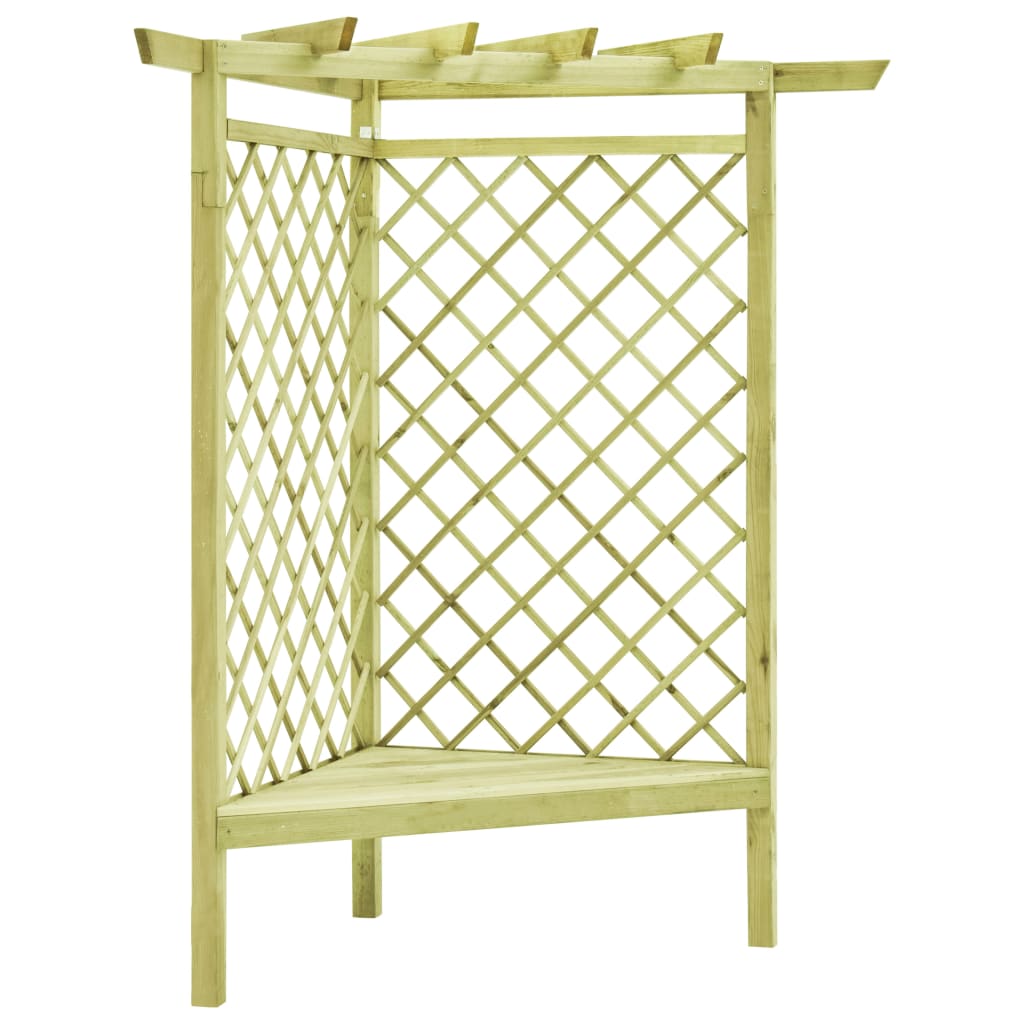 Pérgola de canto vidaxl com assento 130x130x197 cm de madeira de pinheiro impregnada