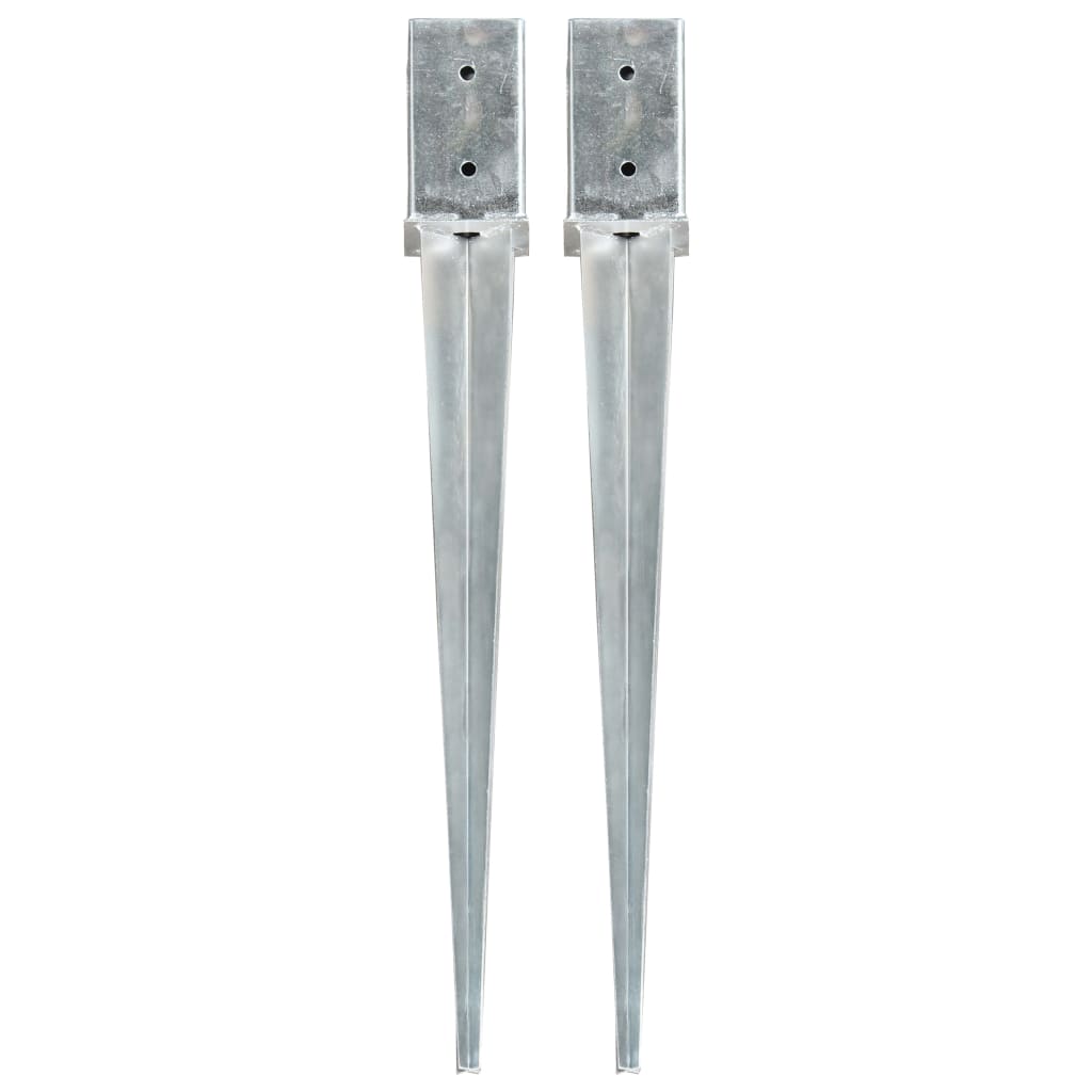 Pinos moídos de vidaxl 2 st 8x8x76 cm de aço galvanizado colorido de prata