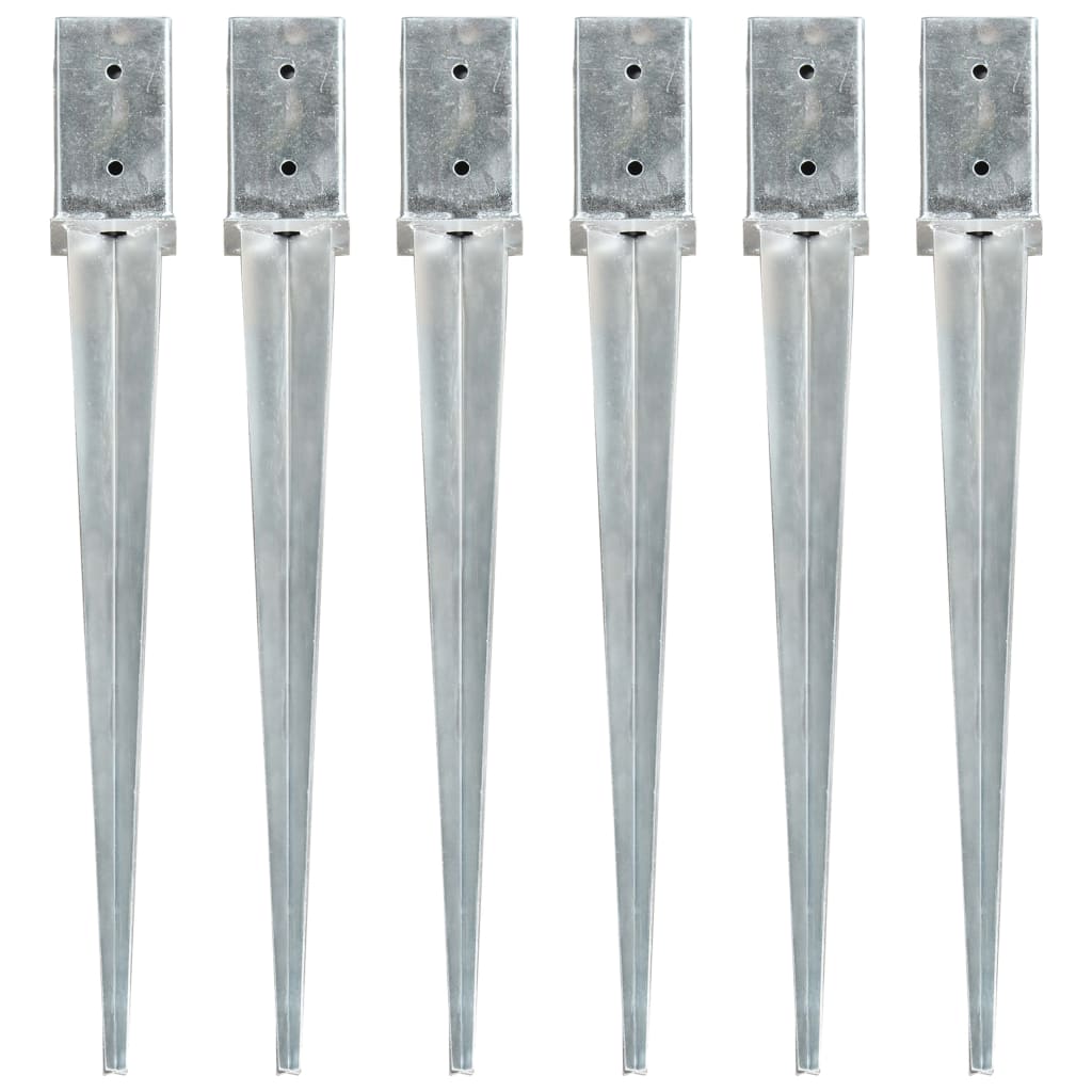 Vidaxl ground pins 6 st 8x8x76 cm galvanized steel silver colored