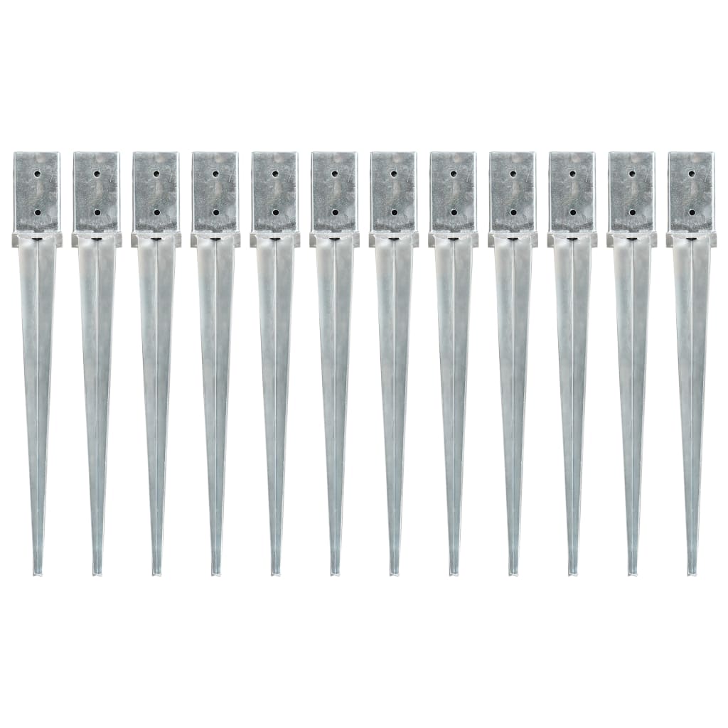Vidaxl Ground pins 12 st 8x8x76 cm galvanized steel silver colored