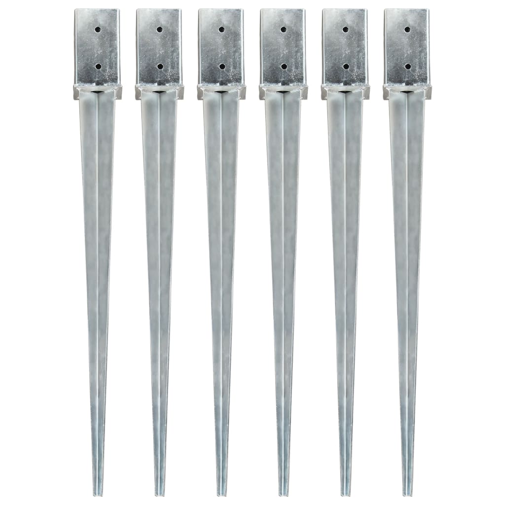 Vidaxl Ground Pins 6 St 8x8x91 cm galvaniseret stål sølvfarvet