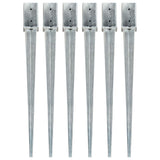 Vidaxl Ground Pins 6 St 8x8x91 cm galvaniseret stål sølvfarvet