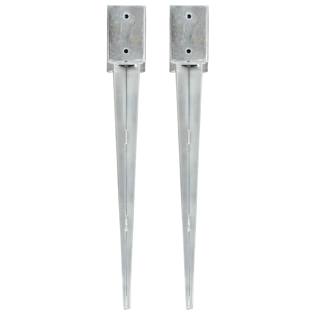 Pinos moídos de vidaxl 2 st 9x9x75 cm de aço galvanizado colorido de prata