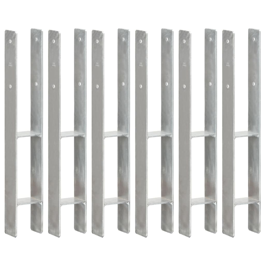 Vidaxl grondankers 6 st 8x6x60 cm gegalvaniseerd staal zilverkleurig