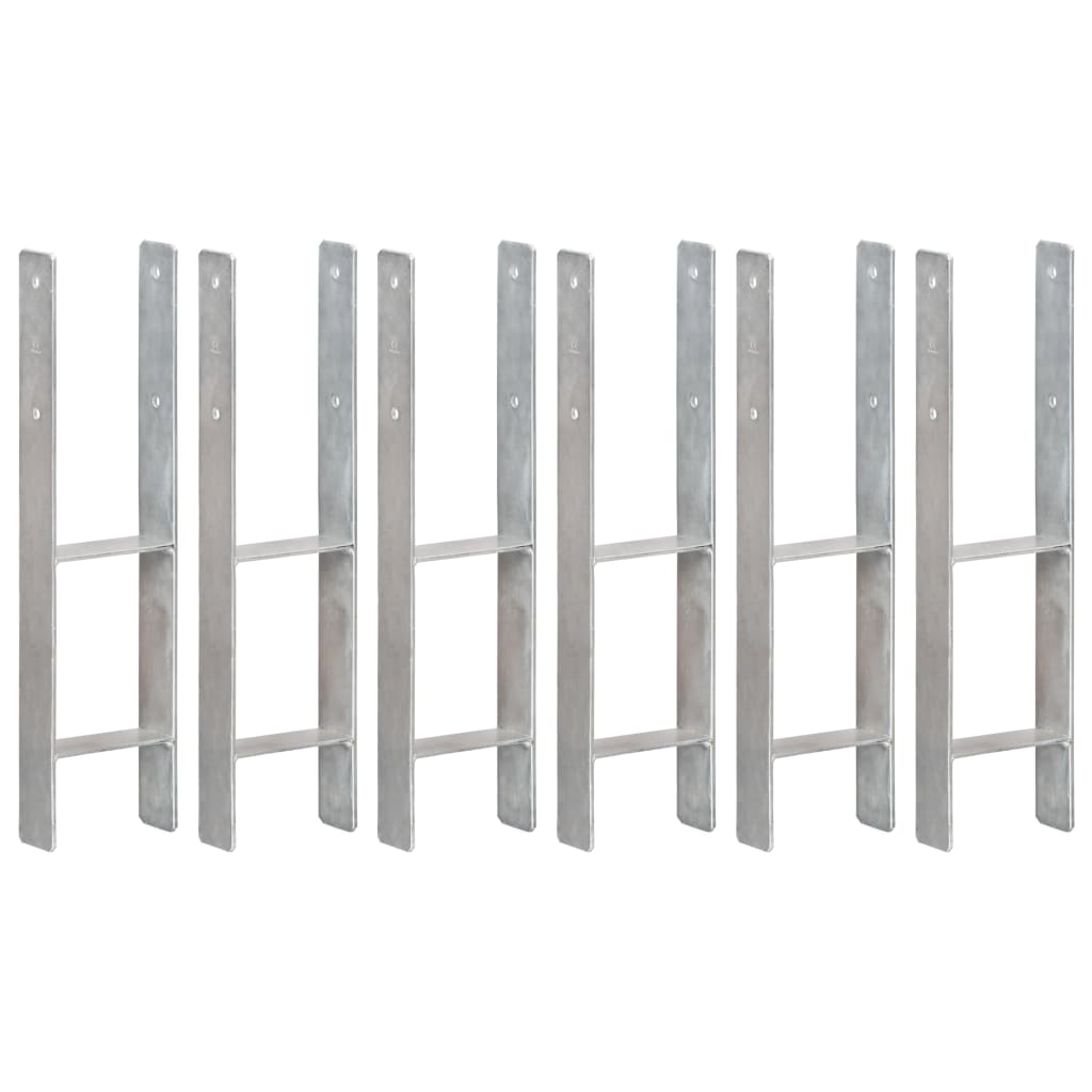 Vidaxl grondankers 6 st 14x6x60 cm gegalvaniseerd staal zilverkleurig