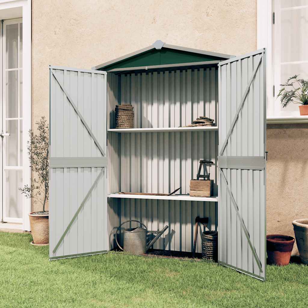 Vidaxl Garden Shed 116x45x175 cm galvanisert stålgrønn