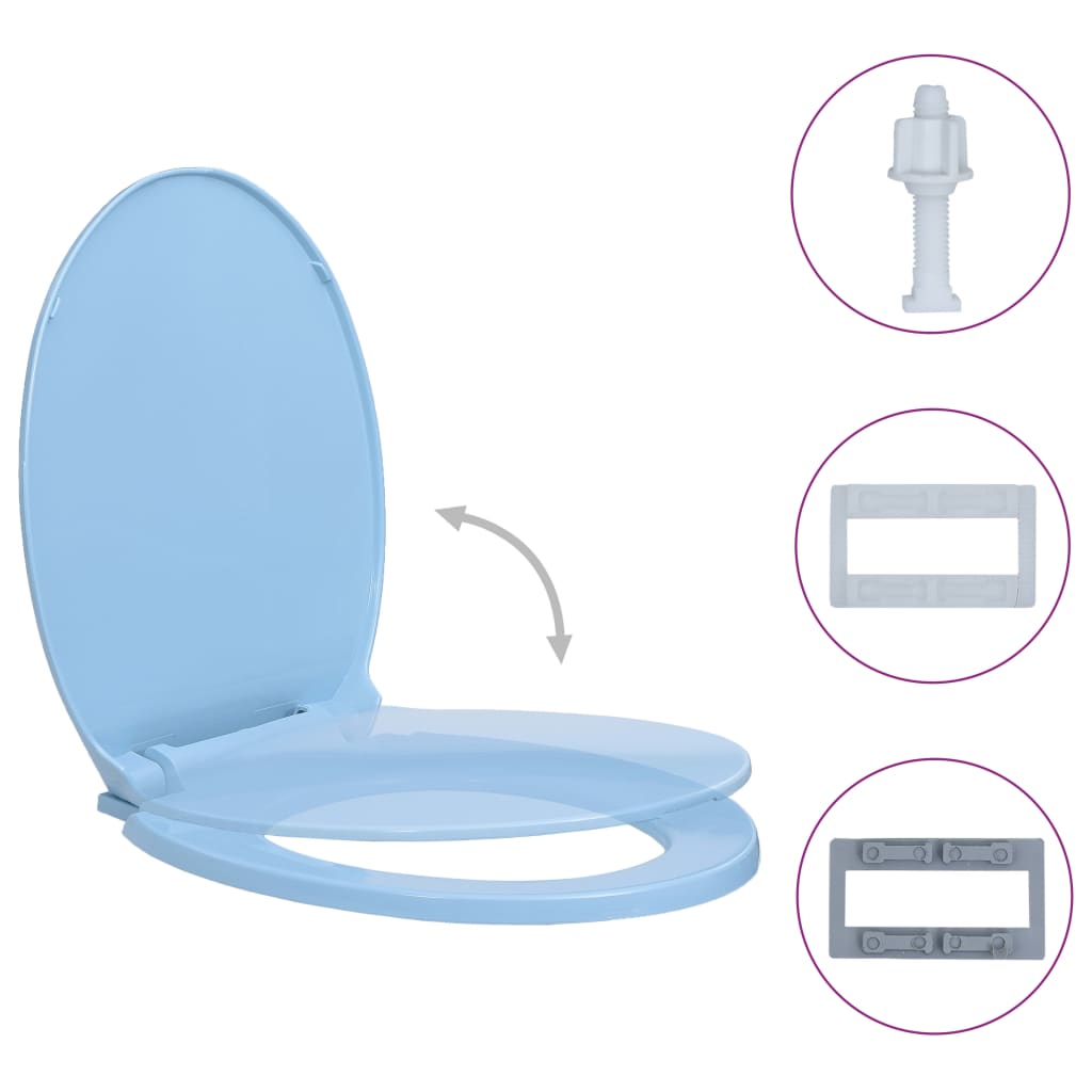 Vidaxl asiento de inodoro de color cerrado azul ovalado