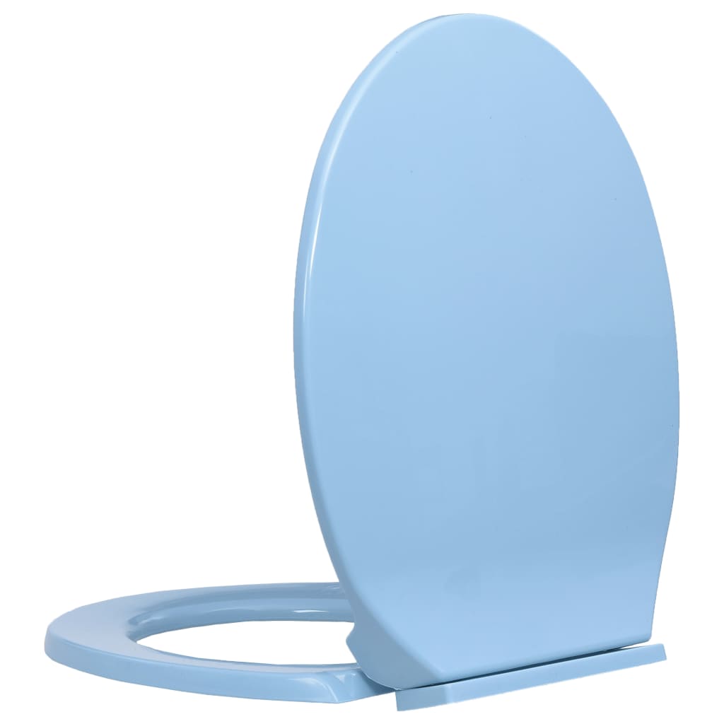 Vidaxl asiento de inodoro de color cerrado azul ovalado