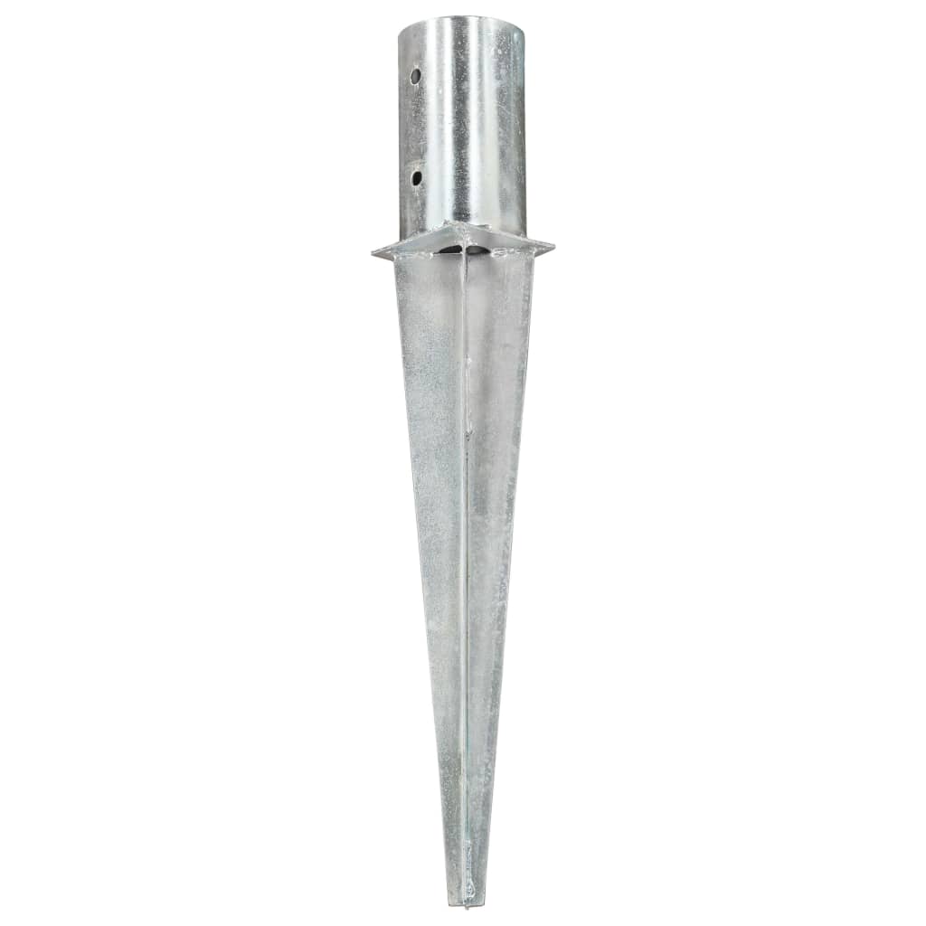Vidaxl Buedem Pins 2 PCs 8x61 cm galvaniséiert Stol Sëlwer faarweg