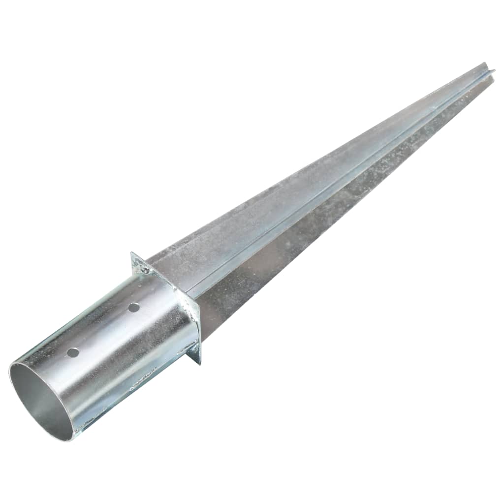 Vidaxl Buedem Pins 2 PCs 8x61 cm galvaniséiert Stol Sëlwer faarweg