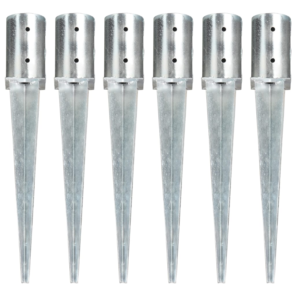 Vidaxl Ground Pins 6 St 8x61 cm galvaniseret stål sølvfarvet