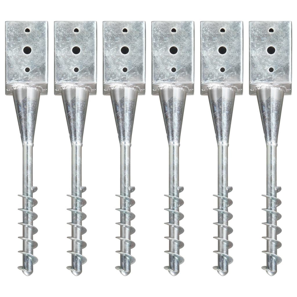 Vidaxl ozemljitveni zatiči 6 pcs 9x9x56 cm pocinkano jekleno srebrno obarvano