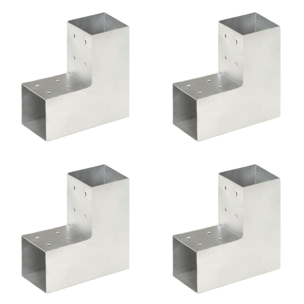 VidaXL Pile Connections 4 ST L-shape 81x81 mm galvanized metal