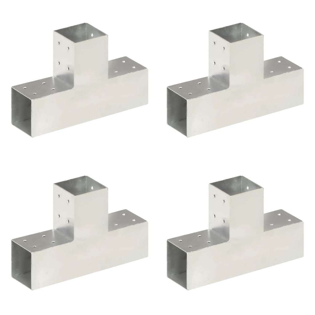 Vidaxl paalverbindingen 4 st t-vorm 81x81 mm gegalvaniseerd metaal