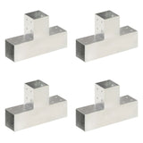 Vidaxl paalverbindingen 4 st t-vorm 81x81 mm gegalvaniseerd metaal