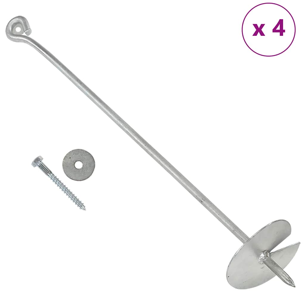 Vidaxl Ground anchors 4 st 10x60 cm galvanized metal