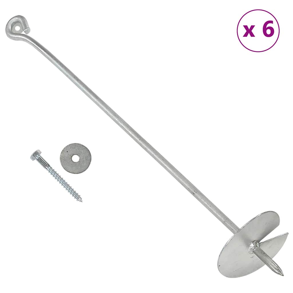 Vidaxl Ground anchors 6 pcs 10x60 cm galvanized metal