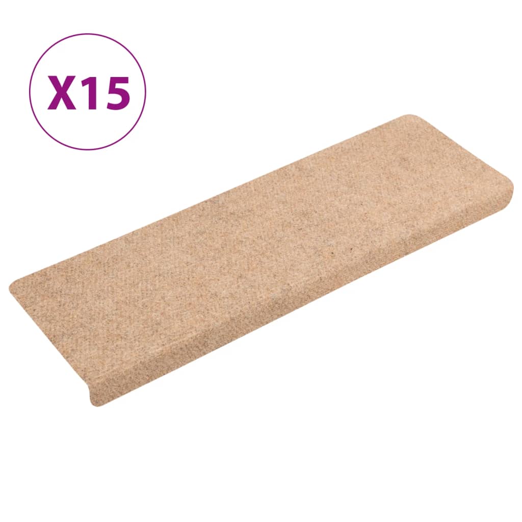 Vidaxl stair mats self -adhesive 15 pieces 65x21x4 cm cream with rectangular edge