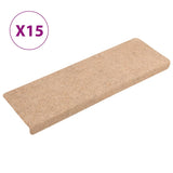 Vidaxl stair mats self -adhesive 15 pieces 65x21x4 cm cream with rectangular edge