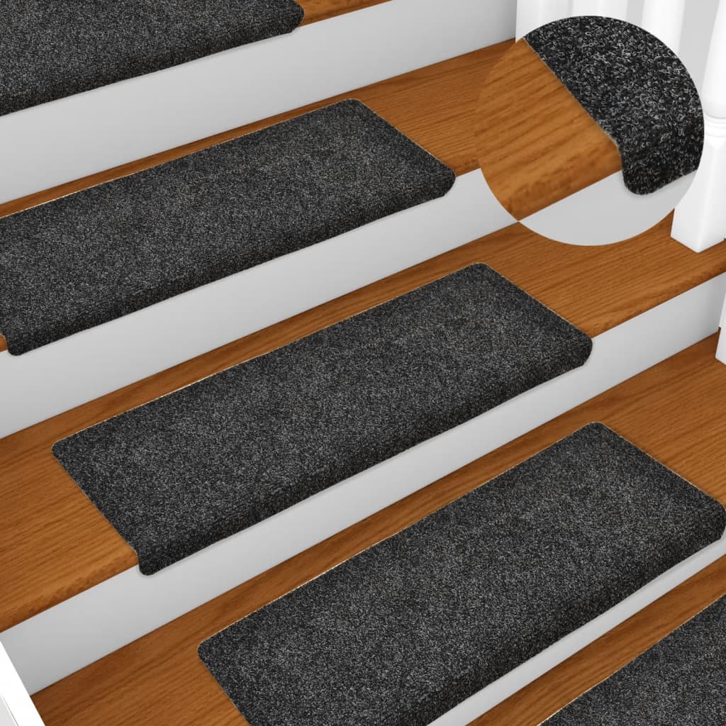 Vidaxl stair mats self -adhesive 15 pieces 65x21x4 cm gray rectangular edge