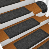 Vidaxl stair mats self -adhesive 15 pieces 65x21x4 cm gray rectangular edge