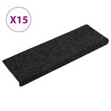 Vidaxl Stair Mats Self -fast 15 stykker 65x21x4 cm sort rektangulær kant