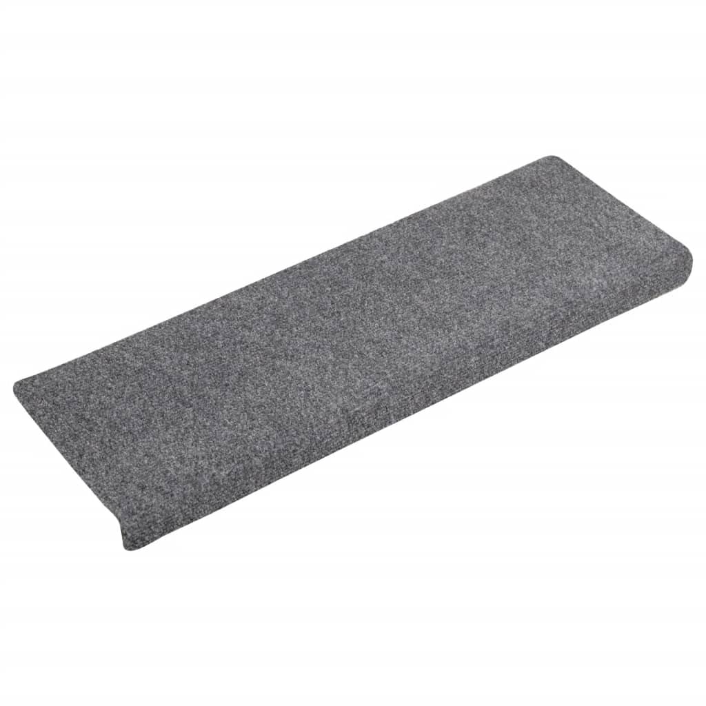 Vidaxl stair mats self -adhesive 15 pieces 65x21x4 cm light gray with rectangular border