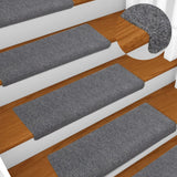 Vidaxl stair mats self -adhesive 15 pieces 65x21x4 cm light gray with rectangular border