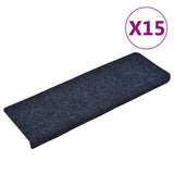 Vidaxl stair mats self -adhesive 15 pieces 65x21x4 cm blue rectangular edge