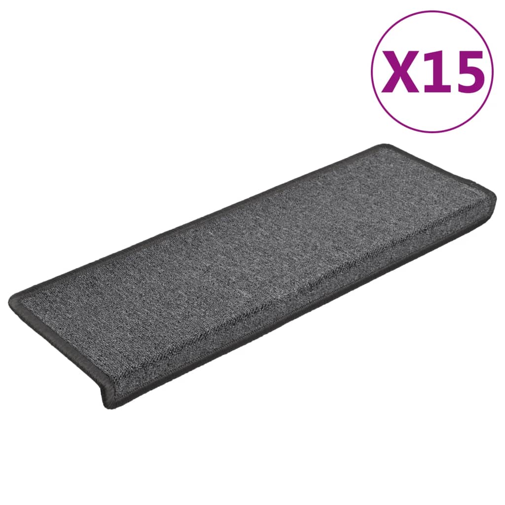 Vidaxl -Treppenmatten 15 ST 65x21x4 cm dunkelgrau