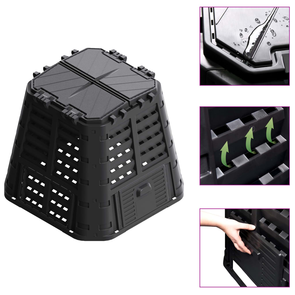 Vidaxl Compost bin 480 L 93.3x93.3x80 cm Black