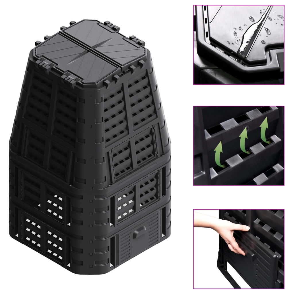 Vidaxl Compost bin 1000 L 93.3x93.3x146 cm Black