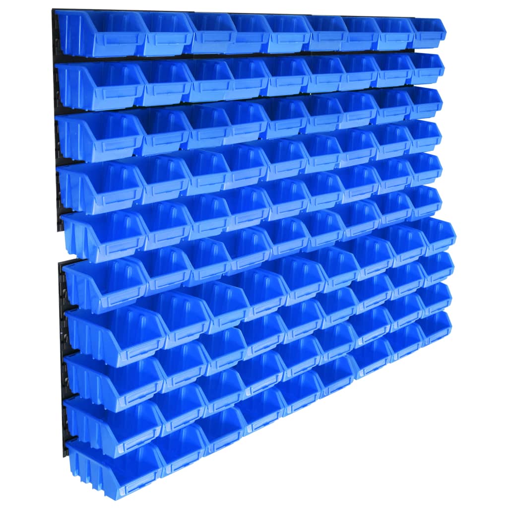 VidaXL 96-piece storage set with wall panels blue