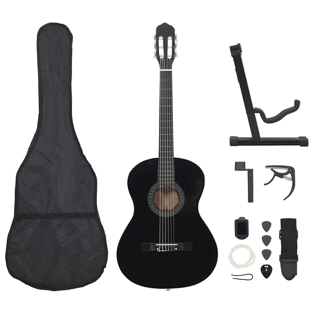 Vidaxl 12-delni kitarski set klasični začetnik 4 4 39 Black