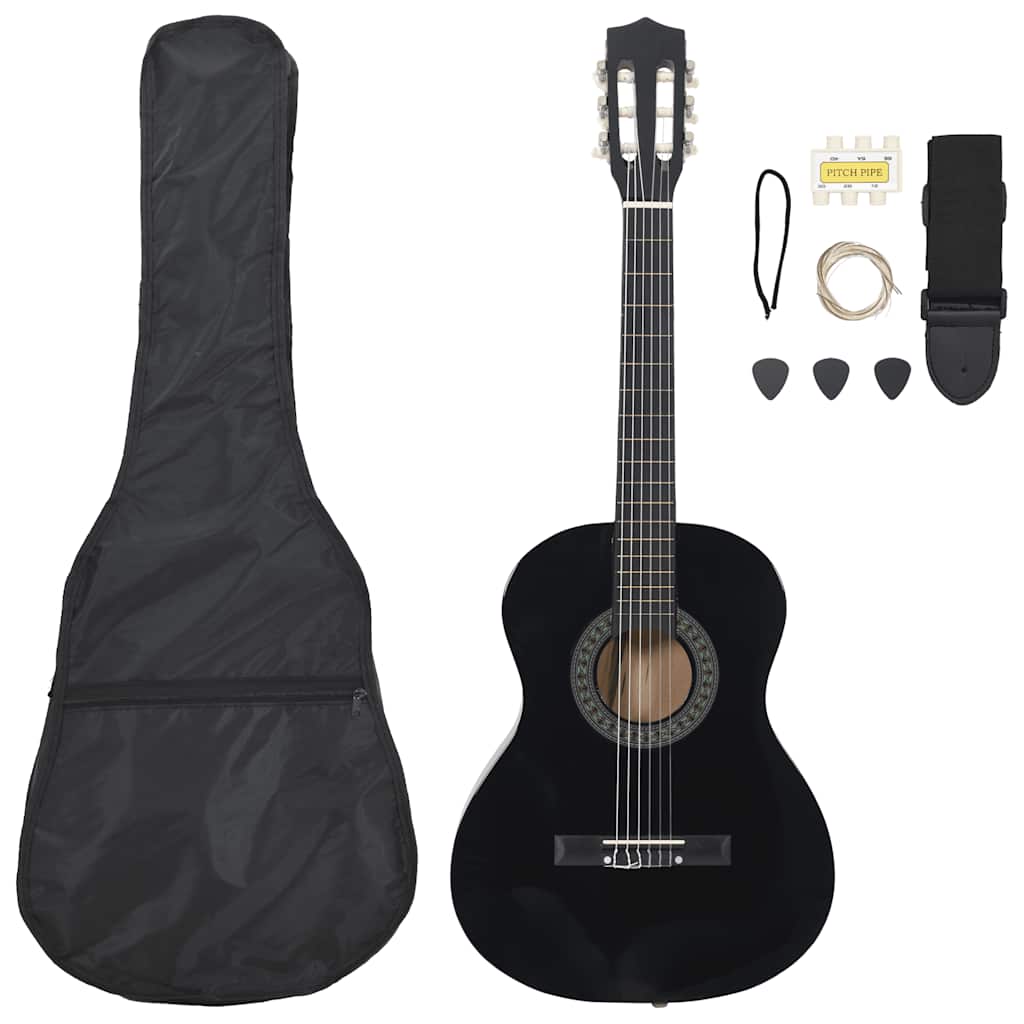 Vidaxl 8-teilige Gitarrenset Klassiker Anfänger 3 4 36 Schwarz