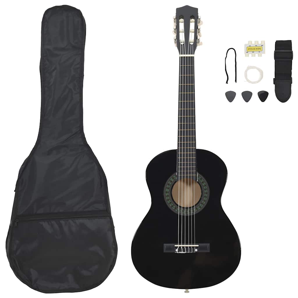 8-częściowy zestaw gitarowy Vidaxl Klasyczny początku 1 2 34 czarny