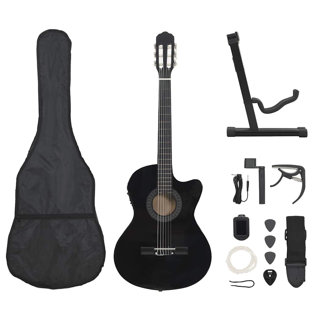 Vidaxl 12-piece guitar set with equalizer and 6 strings western black