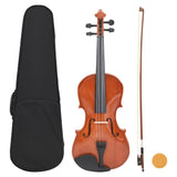 Vidaxl Violin Set med Bow og Kinstun 4 4 Dark Wood