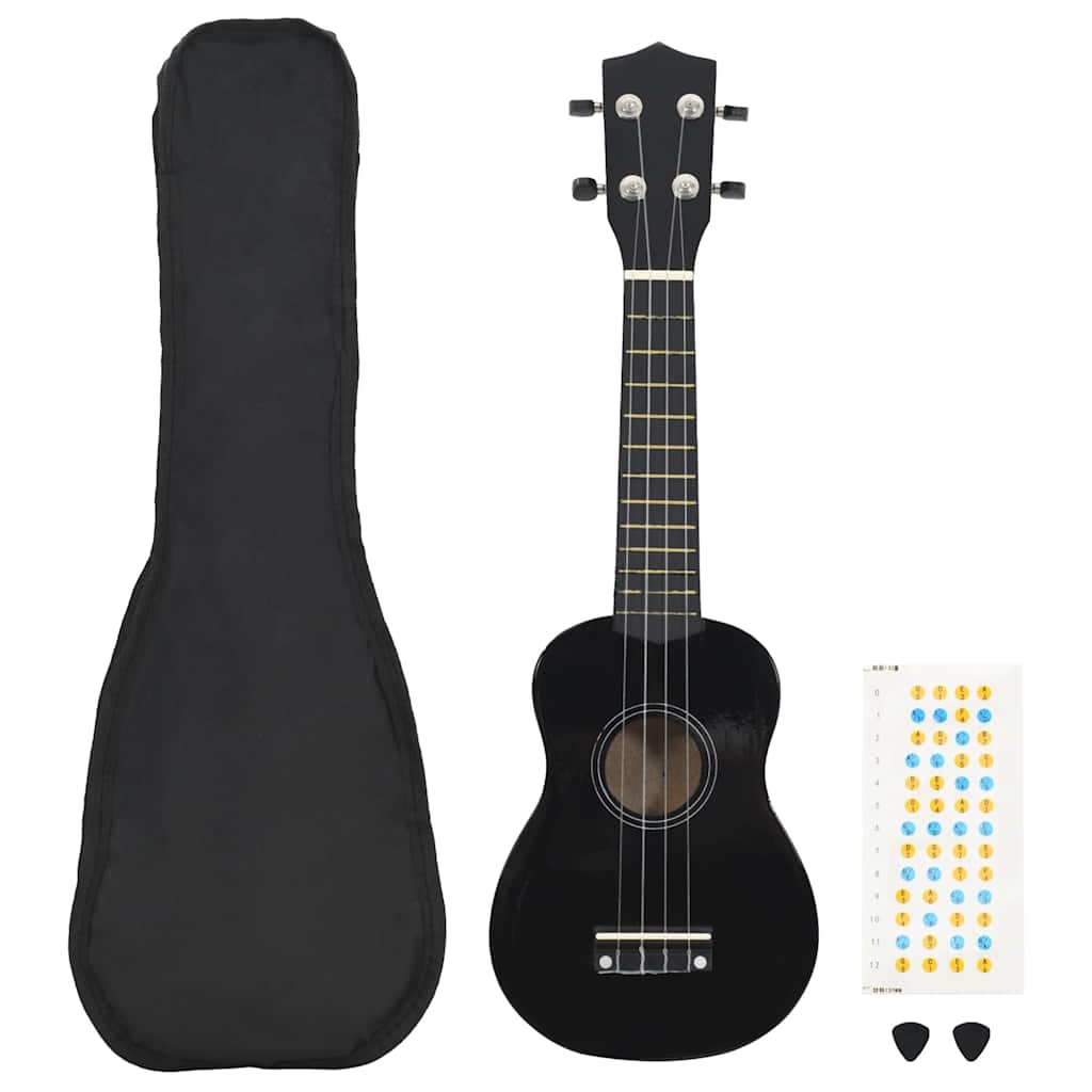 Vidaxl ukuleleset com bolsa para crianças soprano 21 '' preto