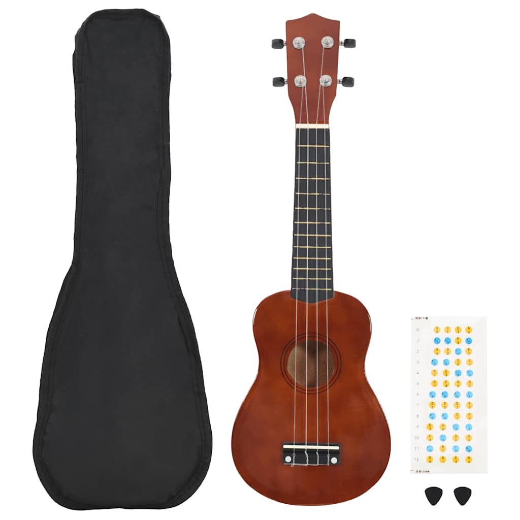 Vidaxl Ukleausetset mat Sak fir Kanner soprano 23 'Darkhout faarweg